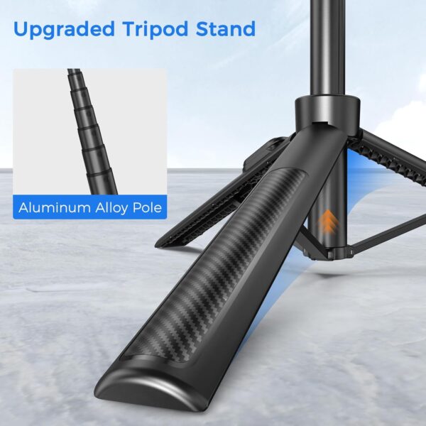Selfie Stick Travel Tripod for Cell Phone with Remote Control and Phone Holder, Extendable Selfie Stick for iPhone, iPhone Tripod for Video Recording, 50 Inch, Black - Image 3