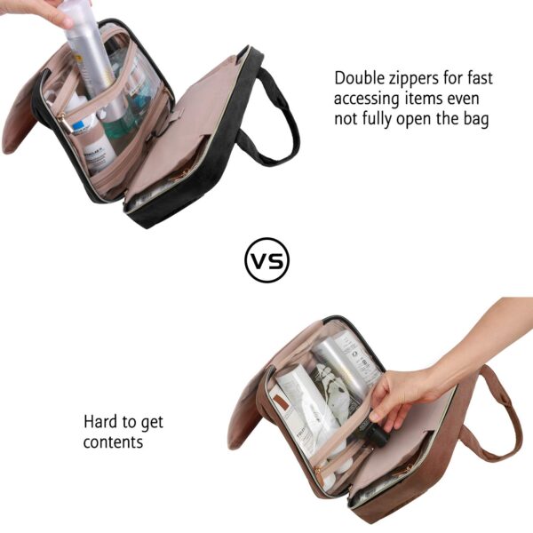 BAGSMART Toiletry Bag Travel Bag with Hanging Hook, Water-resistant Makeup Cosmetic Bag Travel Organizer for Accessories, Shampoo, Full-size Container, Toiletries (Black, Medium) - Image 7
