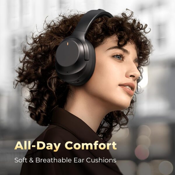 Active Noise Cancelling Headphones, Upgraded Wireless Bluetooth Headphones Over Ear with ENC Mic, HiFi Stereo Deep Bass, Noise Canceling Headphones Lightweight, BT 5.4, for Travel/Office/Home, Black - Image 7