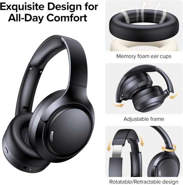 TAGRY Hybrid Active Noise Cancelling Headphones 120Hrs Playtime ENC Clear Call Bluetooth Headphone Over Ear Wireless Headphones Hi-Res Audio ANC Headset with Low Latency Mode for Game Travel Home PC - Image 7