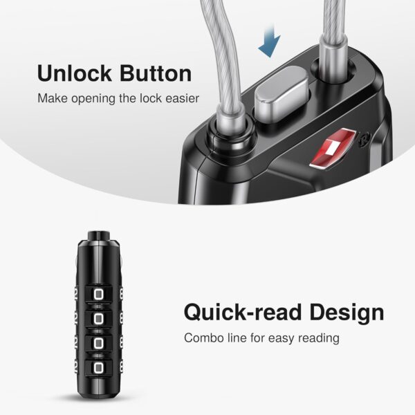Puroma 2 Pack TSA Approved Luggage Locks, 4 Digit Combination Travel Locks Resettable Code Lock with Zinc Alloy Body for Suitcase, Toolbox, Backpack, Bag, Gym Locker (Black) - Image 5