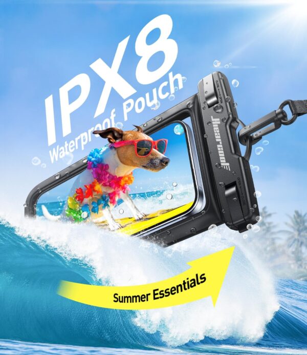 Hiearcool Waterproof Phone Pouch, Universal Case Compatible for iPhone 17 16 15 14 13 Pro Max Plus Up to 8.3", IPX8 Beach Travel Essentials-Black-2 Pack - Image 3