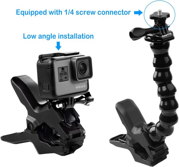 Suptig Jaws Flex Clamp Mount Gooseneck Mount for GoPro Hero 13 Hero 12 Hero 11 Hero 10 Hero 9 Hero 8 Hero 7 Hero 6 Hero 5 Hero 4 Session Hero 3+ Hero 3 Akaso EK7000 DJI osmo Arlo Action Camera. - Image 4