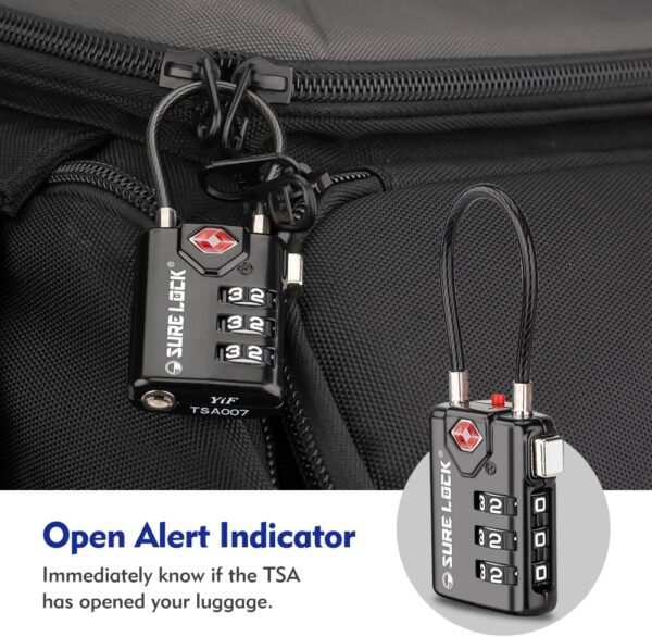 SURE LOCK TSA Compatible Travel Luggage Locks, Inspection Indicator, Easy Read Dials - 2 pack - Image 3