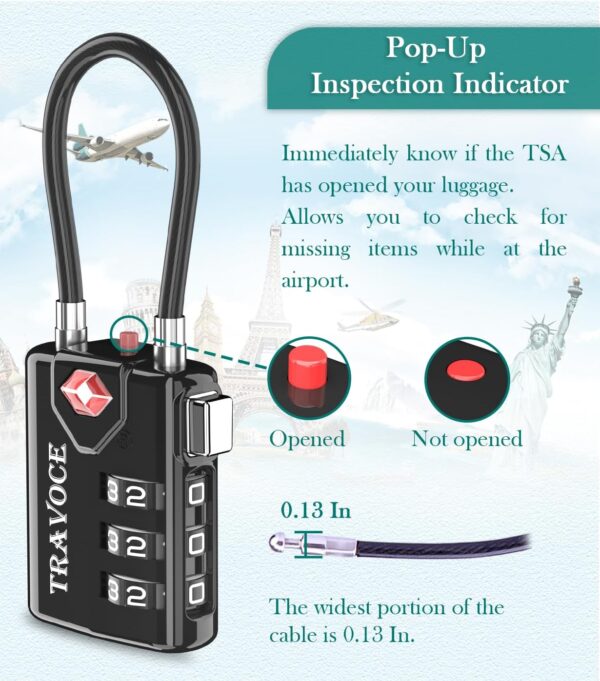 TSA Approved Luggage Locks, Travel Locks Which Also Work Great as Gym Locks, Toolbox Lock, Backpack and More, Black 4 Pack - Image 7