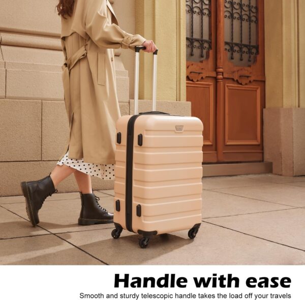 Coolife Luggage 3 Piece Set Suitcase Spinner Hardshell Lightweight TSA Lock (apricot white, 3 piece set(20in24in28in)) - Image 3