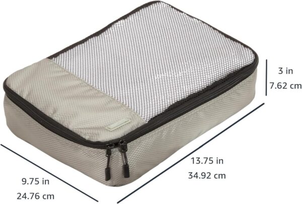 Amazon Essentials 4-Piece Packing Cubes Travel Accessories Set, Luggage Organizer with Double Zipper, Mesh Top, 100% Polyester, Medium, Gray (Previously Amazon Basics) - Image 3