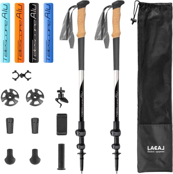 Hiking Poles, Ultra-Light Telescopic Trekking Poles,Portable Walking Sticks with Adjustable Height for Men and Women - Image 2