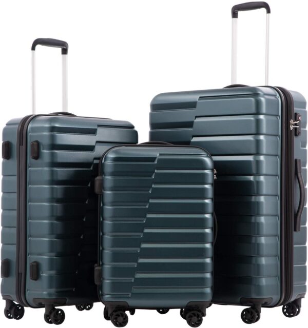 COOLIFE Expandable Suitcase PC ABS TSA Luggage 3 Piece Set Lock Spinner Carry on (Teal blue) - Image 2