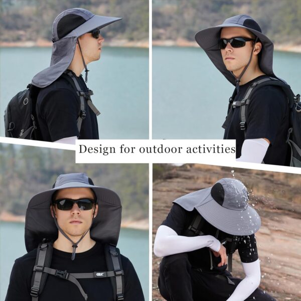 Sun Hat for Men Women with Neck Flap,UPF 50+ UV Protective Hiking Fishing Hats,Wide Brim Sun Hat for Women&Men - Image 6