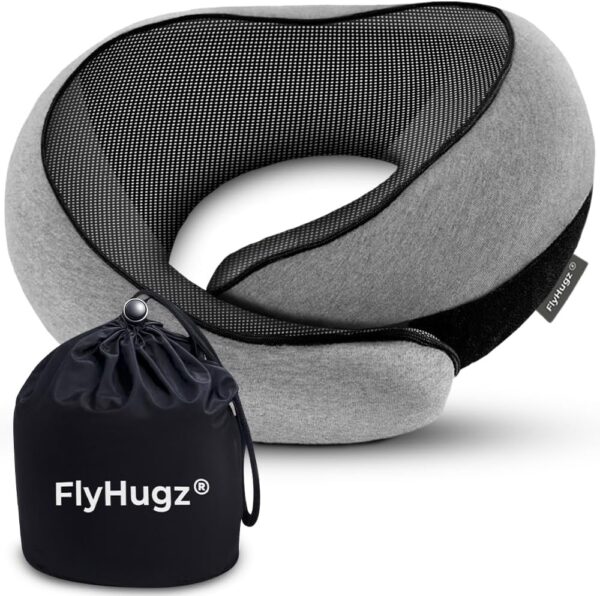 FlyHugz® Neck Travel Pillow | Memory Foam Neck Pillow for Comfort on Airplane | Compact and Ergonomic Design for Travel, Car Rides, and Home Use | Ideal for Adults and Kids - Image 2