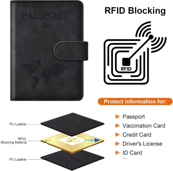 Eoehro Passport Holder for Travel Essentials, Passport Wallet Cover Case for Travel Must Haves Accessories,Passport Book Holders for Women and Men(black) - Image 5