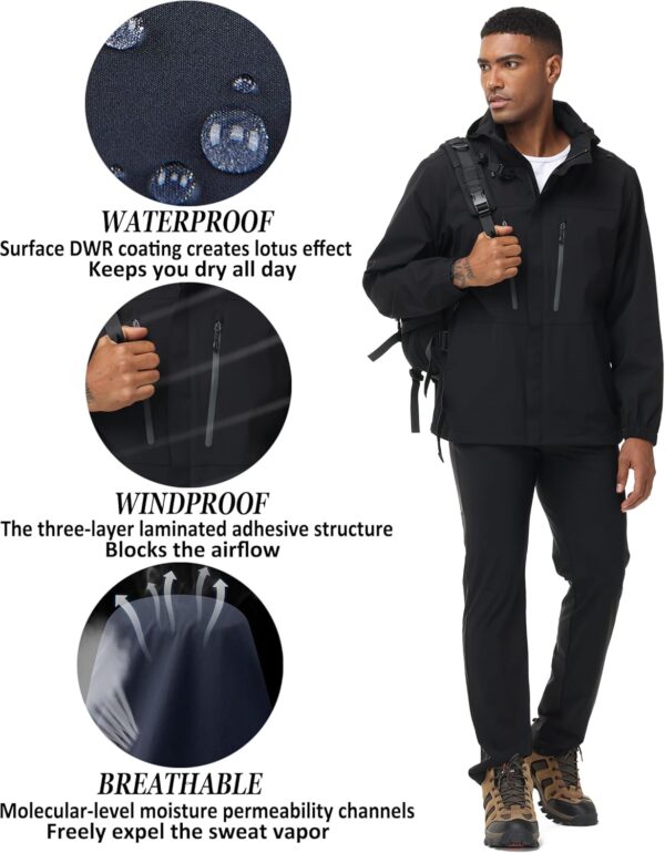 8000 mm H2O Waterproof Rain Jacket with Removable Hood, Breathable Windbreaker Fashion Raincoat for Golf Hiking - Image 5