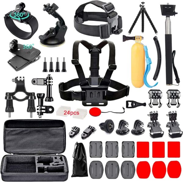 60 in 1 Camera Accessories Kit Compatible with GoPro Hero 13 12 11 10 9 8 7 6 5/Session 5/Hero 4/3+/3/2/1, Insta360, DJI Osmo Action, AKASO, APEMAN, Campark, SJCAM - Image 2