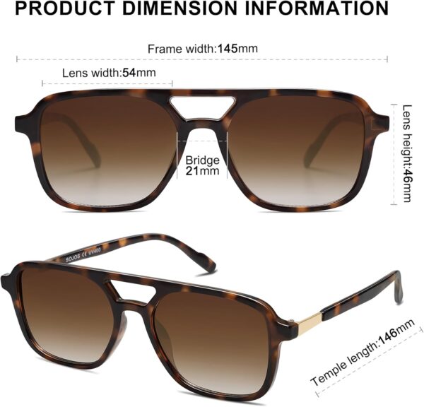 SOJOS Retro Aviator Sunglasses for Women Men,Trendy Rectangle Womens Mens Shades Sun Glasses SJ2202 - Image 6