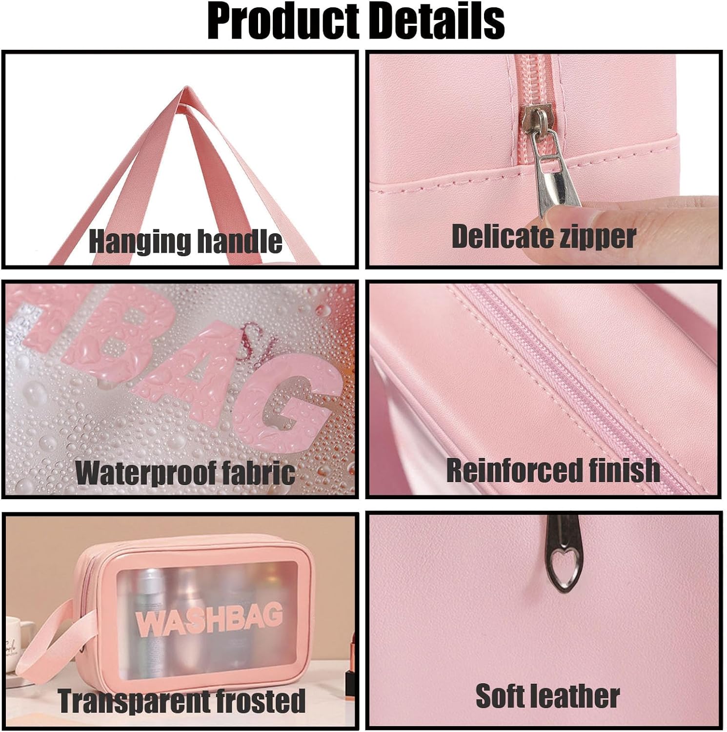 Clear Travel Bags for Toiletries,3 Pack Toiletry Bag,Matte Translucent Toiletry Bag,Makeup Bag With Handy Handle,Travel Pouch,Makeup Cosmetic Organizer for Travel Essentials(White) - Image 4