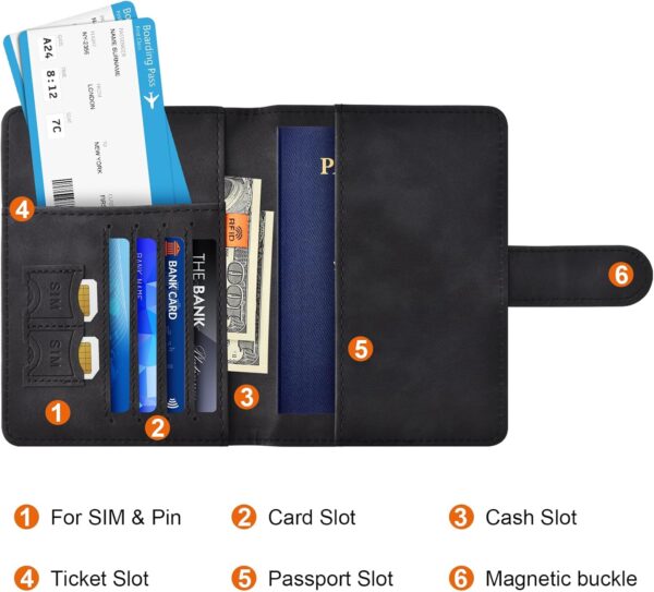 Eoehro Passport Holder for Travel Essentials, Passport Wallet Cover Case for Travel Must Haves Accessories,Passport Book Holders for Women and Men(black) - Image 4