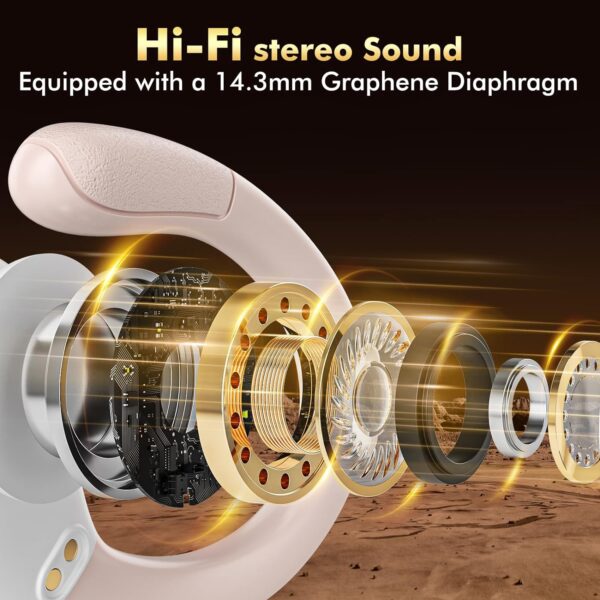Wireless Earbuds, Sports Bluetooth Headphones, 80Hrs Playtime Ear Buds with LED Power Display, Noise Canceling Headset, IPX7 Waterproof Earphones for Workout/Running (Rose Gold) - Image 4