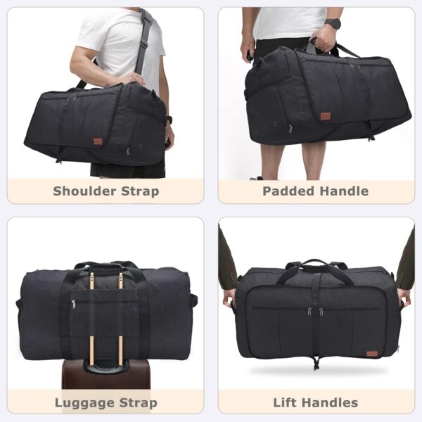 120L Foldable Collapsible Waterproof Travel Duffel Bag for Men and Women with Shoe Compartment - Image 7