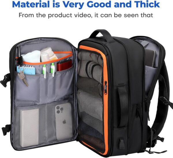 Carry On Travel Backpack for Airplanes | 35L Suitcase Backpack Luggage Business Weekender Bag - Expandable Travel Carry On Flight Approved for Men Women - Black - Image 3