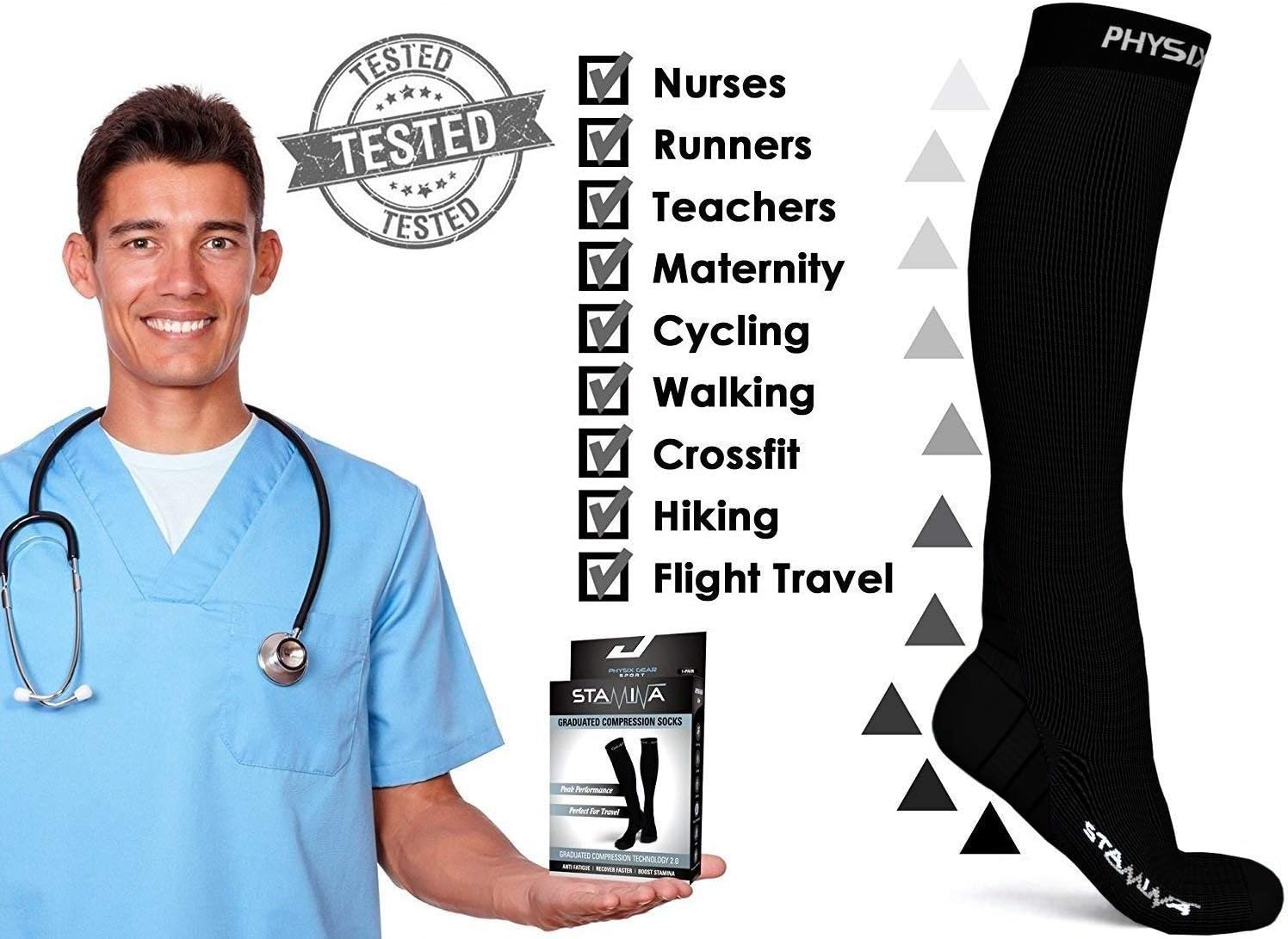 Physix Gear Compression Socks 20-30 mmHg - Men & Women - Running, Nurses, Shin Splints, Flight, Travel - Image 5
