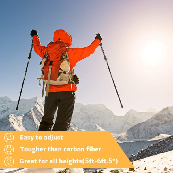 Covacure Trekking Poles Collapsible Hiking Poles - Aluminum Alloy 7075 Trekking Sticks with Quick Lock System, Telescopic, Collapsible, Ultralight for Hiking, Camping - Image 8
