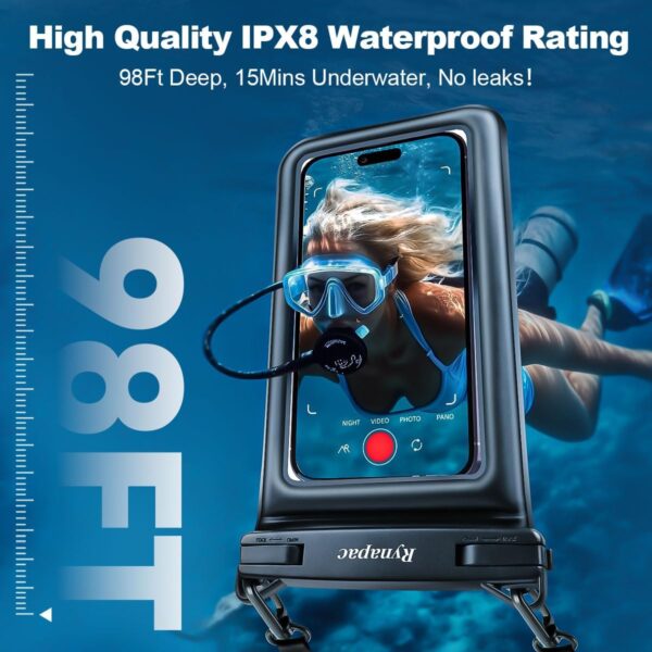 [Up to 8.5''] Floating Waterproof Phone Pouch, Double Bags Waterproof Phone Case with Lanyard for iPhone 16 15 Pro Max, Galaxy S25 S24 Ultra, IPX8 Cellphone Dry Bag Beach Cruise Ship Essentials 2 Pack - Image 3