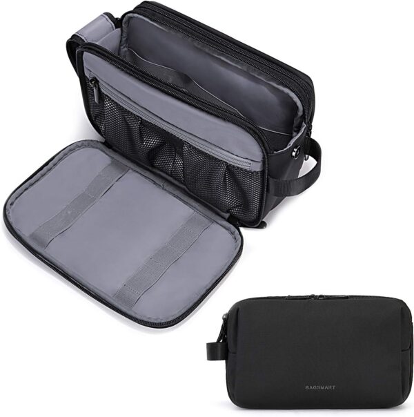 BAGSMART Toiletry Bag for Men, Travel Toiletry Organizer Dopp Kit Water-resistant Shaving Bag for Toiletries Accessories, Door Room Essentials, Black-medium - Image 2