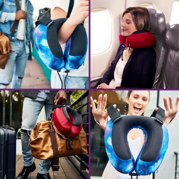Cabeau Airplane Travel Pillow for Long Flights - Evolution S3 - Supportive Memory Foam with Seat Straps to Secure Your Head and Neck and Provides 360° Support (Steel Grey) - Image 8
