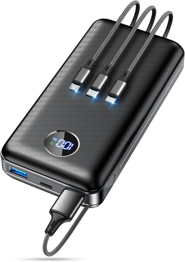 Portable Charger Power Bank - 60,000mAh Battery Pack, 22.5W Fast Charging Phone Charger with USB-C/iOS/Micro-USB Cable, Powerbank for iPhone 17 16 15 14 13 Samsung Google,for Travel Camping Essentials - Image 2