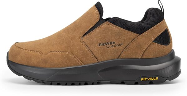 FitVille Men's Wide Slip on Shoes for Men Hiking Shoes Go Walking Shoes Loafers Trekking Trails Sneakers with Arch Support - Image 3