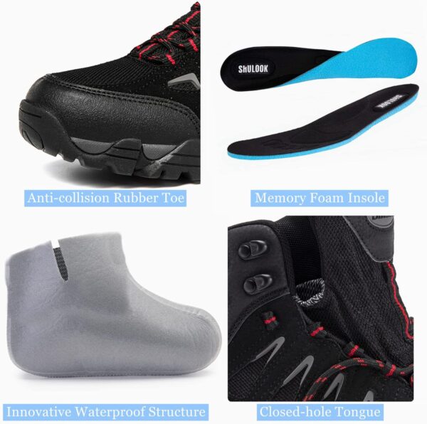 SHULOOK Men's Waterproof Hiking Boots Non-Slip Lightweight Mid Top Ankle Boot Breathable Hiker Trekking Shoes - Image 3