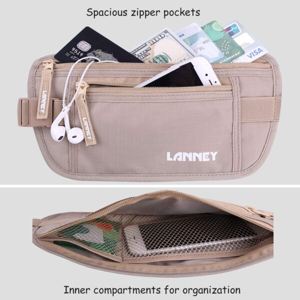 Money Belt for Travel Women and Men Slim Hidden Travel Wallet with RFID Blocking - Image 5