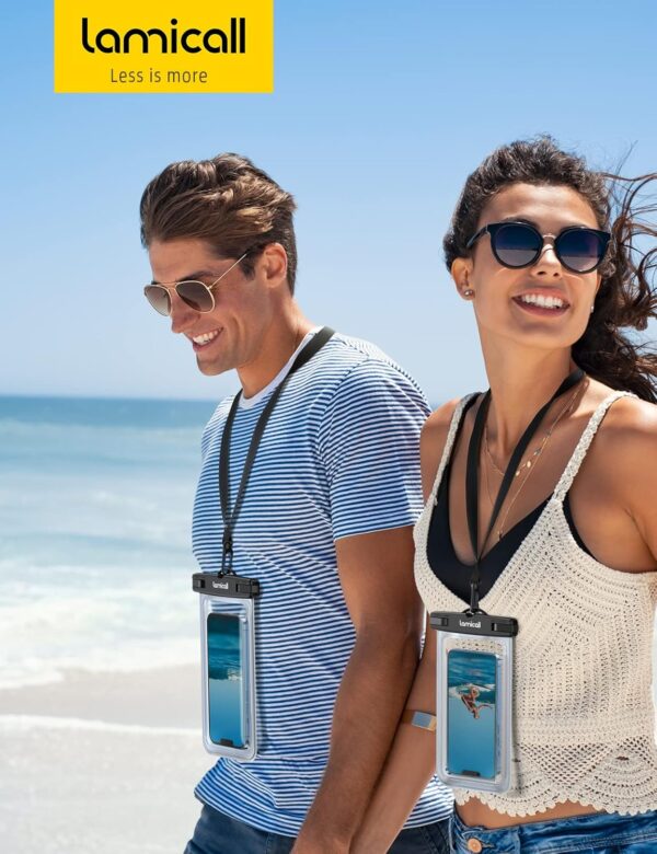 Lamicall Waterproof Phone Pouch Case - [2 Pack][Easy Lock & Heavy Duty] IPX8 Water Proof Cell Phone Dry Bag for Beach, Protector for iPhone 17 16 15 14 13 12 11 Pro Max Plus Air, Galaxy S25 S24, 4-7" - Image 8