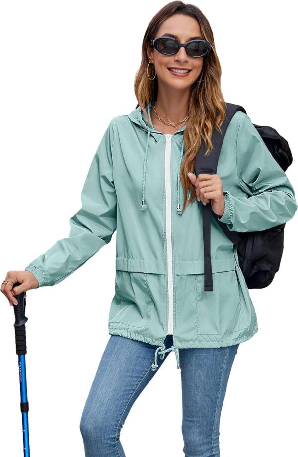 Hount Women's Lightweight Hooded Raincoat Waterproof Packable Active Outdoor Rain Jacket (S-3XL) - Image 6