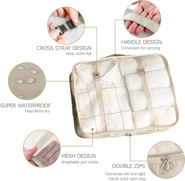 8 Set Packing Cubes for Suitcases Travel Luggage Packing Organizers,Travel Accessories Essentials Luggage Organizer with Shoe/Tioletry/Laundry Bag - Image 3