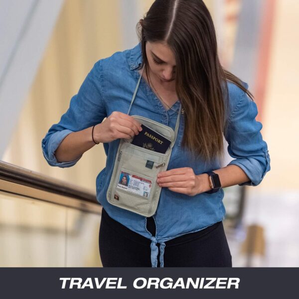 Lewis N. Clark RFID Blocking Stash Neck Wallet, Travel Pouch + Passport Holder for Women & Men, Taupe, One Size - Image 9