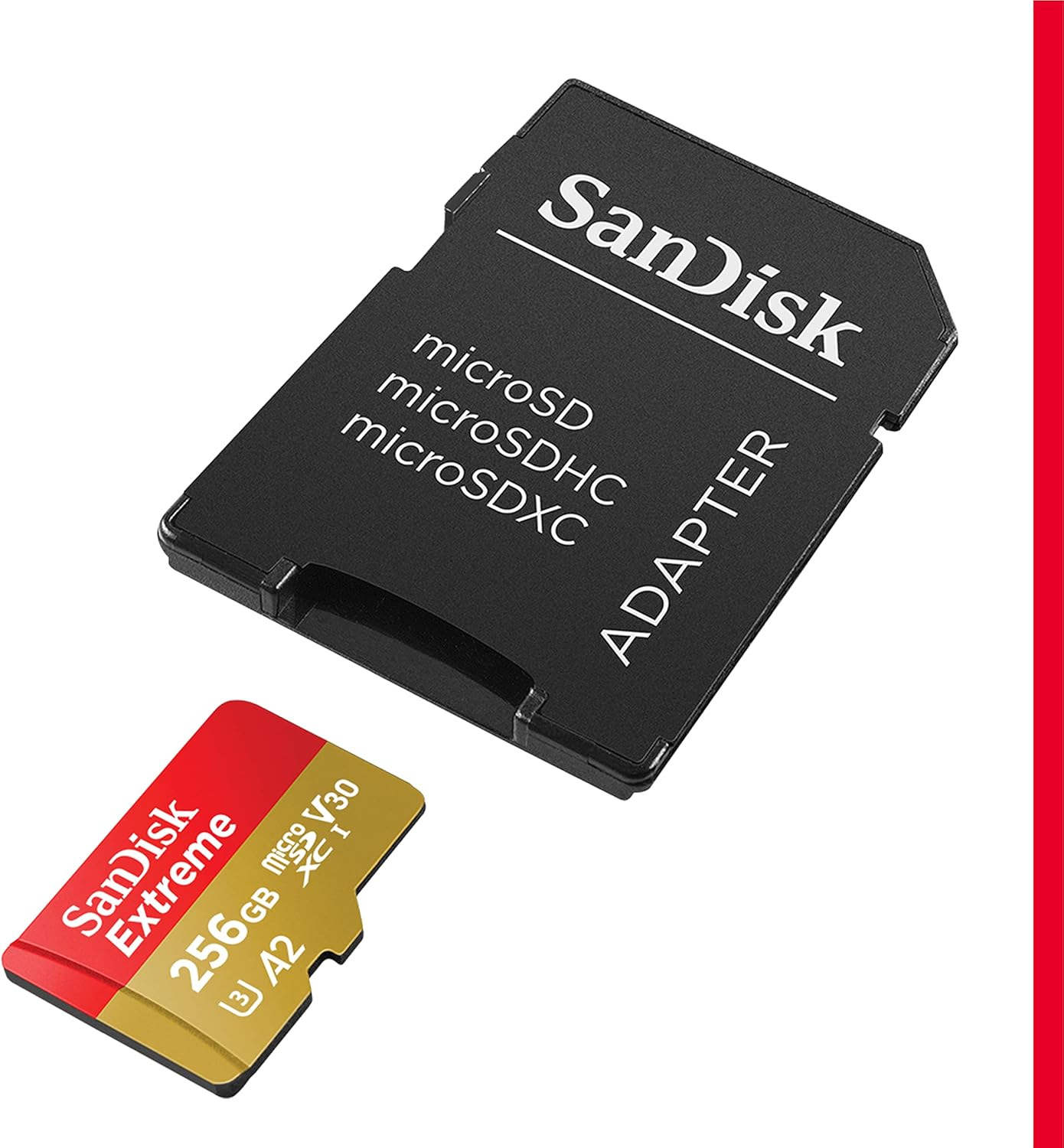 SanDisk 256GB Extreme microSDXC UHS-I Memory Card with Adapter - Up to 190MB/s, C10, U3, V30, 4K, 5K, A2, Micro SD Card - SDSQXAV-256G-GN6MA - Image 3