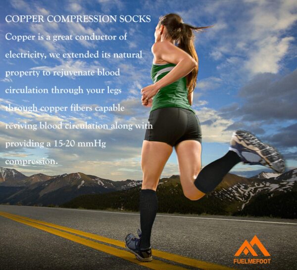 FuelMeFoot 3 Pack Copper Compression Socks - Compression Socks Women & Men Circulation - Best for Medical,Running,Athletic - Image 4