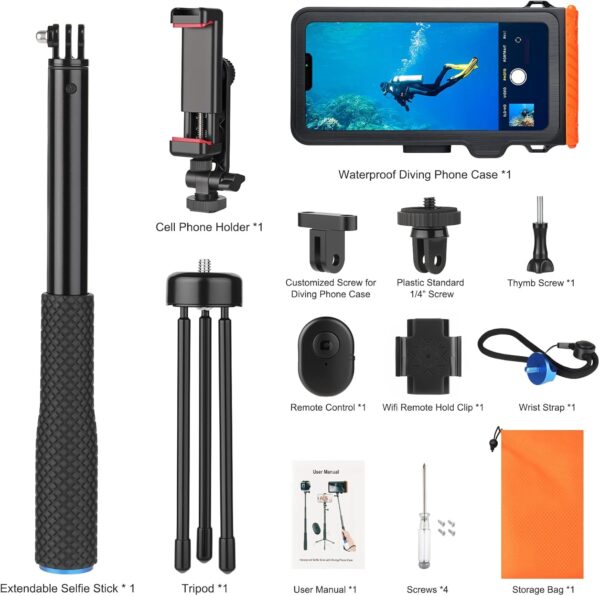 Waterproof Selfie Stick with Phone Case - Professional Underwater Touchscreen Case, Universal Bluetooth Selfie Stick for All Phones, Perfect for Snorkeling, Swimming & Travel - Image 8