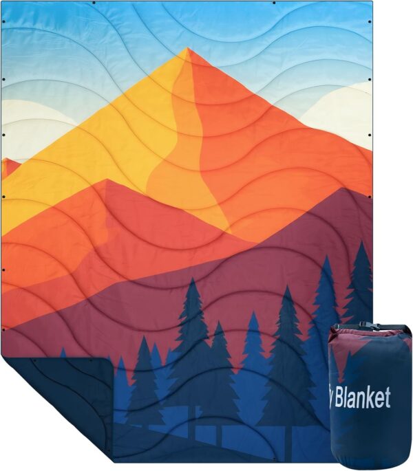 Camping Blanket, Packable Down Alternative Puffy Outdoor Blankets Lightweight Water-Resistant Compact Outdoor Blanket for Airplane Travel Picnic Stadium Hiking Party Cold Weather 55"x78.8" - Image 2