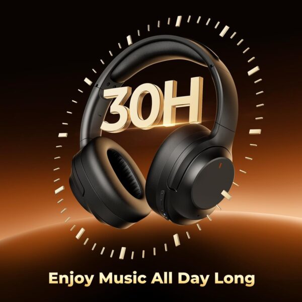 Active Noise Cancelling Headphones, Upgraded Wireless Bluetooth Headphones Over Ear with ENC Mic, HiFi Stereo Deep Bass, Noise Canceling Headphones Lightweight, BT 5.4, for Travel/Office/Home, Black - Image 9