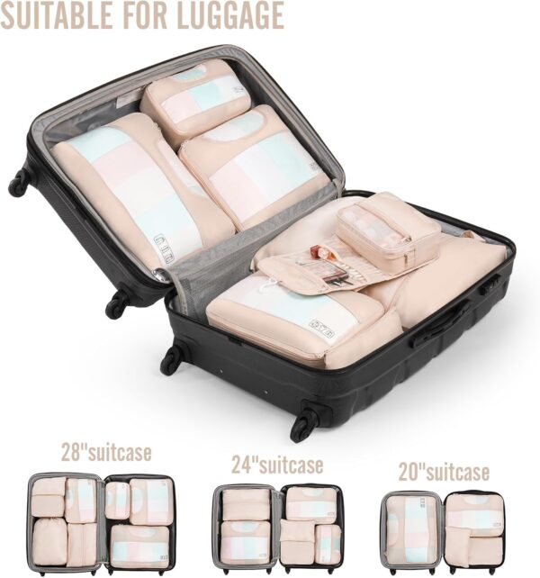 Veken 8 Set Packing Cubes for Travel, Birthday Gifts for Women Mom Her, Cruise Ship Essentials Accessories for Beach Vacation, Suitcase Organizer Bags for Luggage with Hanging Toiletry & Shoe Bag - Image 7