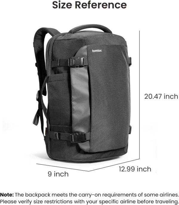 tomtoc Travel Backpack 40L, TSA Friendly Flight Approved Carry-on Luggage Hand Water-resistant Lightweight Business Rucksack, Durable Large Weekender Bag Daypack Fits 17.3 Inch Laptop, PFAS Free - Image 10