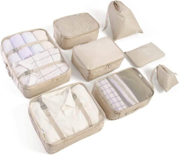 8 Set Packing Cubes for Suitcases Travel Luggage Packing Organizers,Travel Accessories Essentials Luggage Organizer with Shoe/Tioletry/Laundry Bag - Image 2