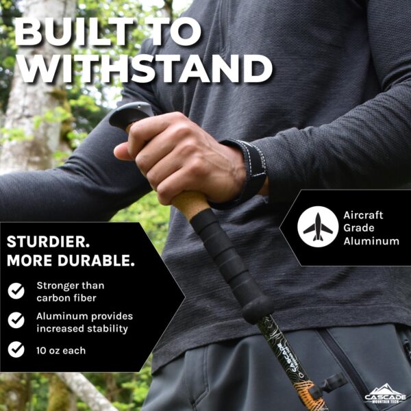 Cascade Mountain Tech Lightweight Aircraft-Grade Aluminum Trekking Poles with Extended Down Grip Plus Tip Kit - Image 3