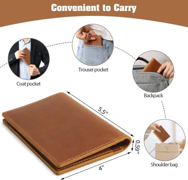 Jack&Chris Leather Passport Holder, Handmade Passport cover, Travel Wallet Cover Case for Men and Women, Leather Travel Documents Organizer Protector, JC107 - Image 7