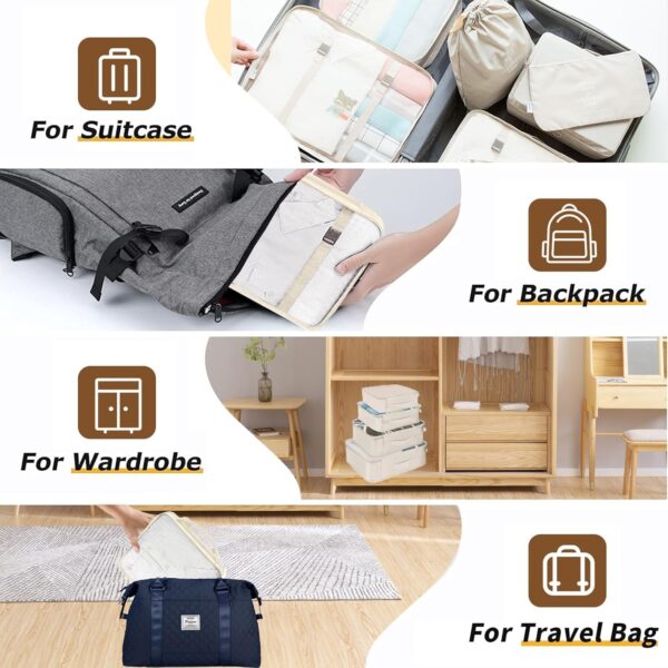 8 Set Packing Cubes for Suitcases Travel Luggage Packing Organizers,Travel Accessories Essentials Luggage Organizer with Shoe/Tioletry/Laundry Bag - Image 6