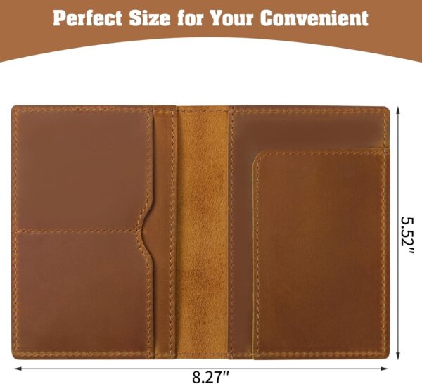 Jack&Chris Leather Passport Holder, Handmade Passport cover, Travel Wallet Cover Case for Men and Women, Leather Travel Documents Organizer Protector, JC107 - Image 4