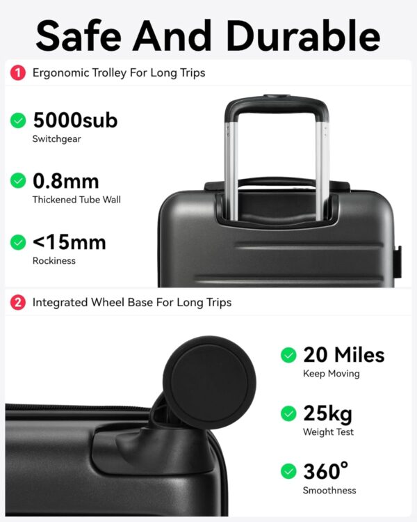 LUGGEX 28 Inch Luggage with Spinner Wheels, Expandable PC Hard Shell Checked Suitcase with Front Opening, Lightweight (Charcoal Metallic, 28 Inch) - Image 8